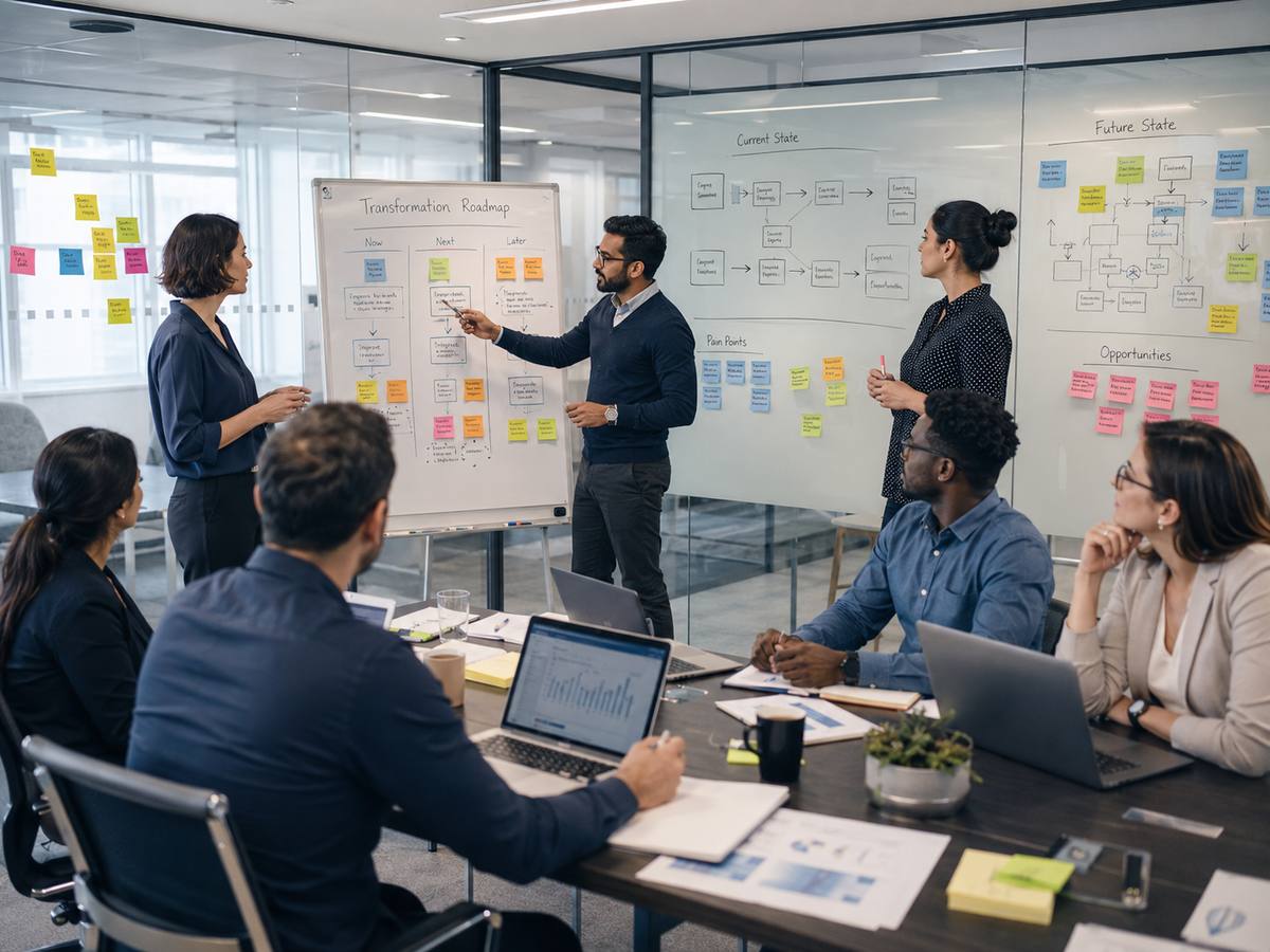 Cross-functional team leading a digital transformation initiative